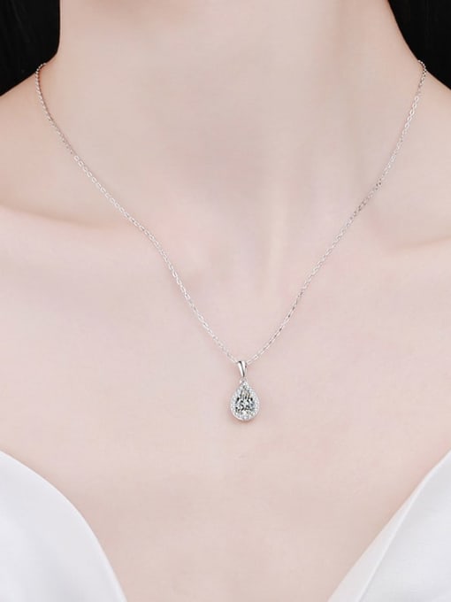 MOISS 925 Sterling Silver Moissanite Water Drop Dainty Necklace 1
