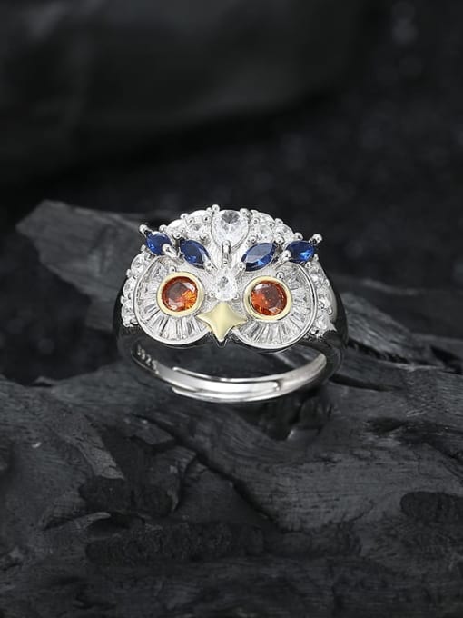 KDP-Silver 925 Sterling Silver Cubic Zirconia Owl Classic Band Ring 0