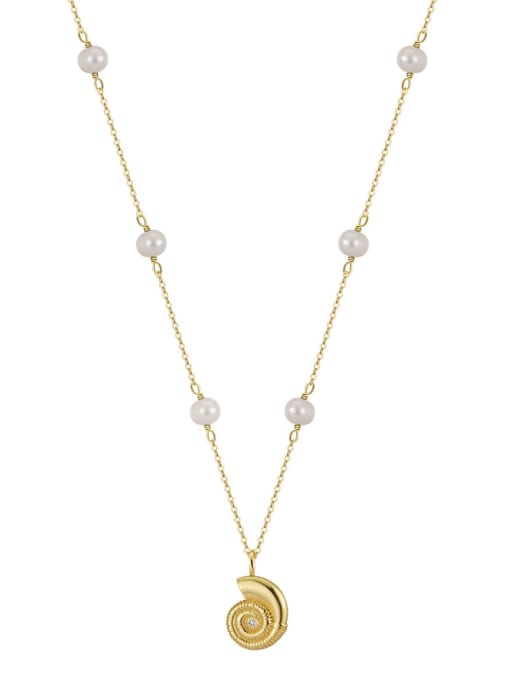 RINNTIN 925 Sterling Silver Imitation Pearl Irregular Trend Necklace 0