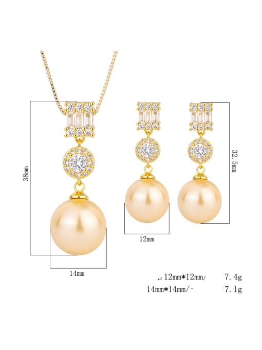 ROSS Brass Imitation Pearl Minimalist Water Drop Earring and Pendant Set 2