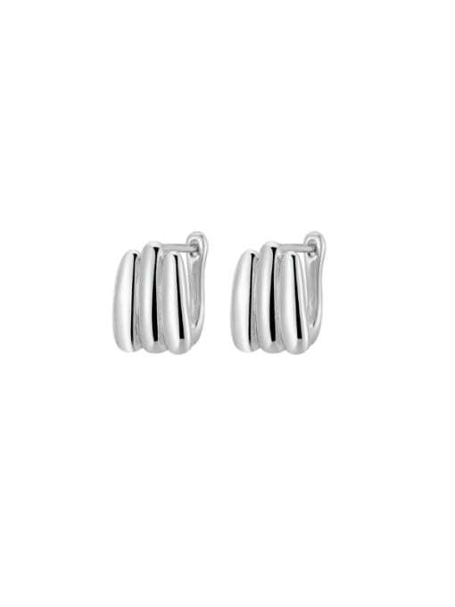 Platinum 925 Sterling Silver Geometric Vintage Stud Earring