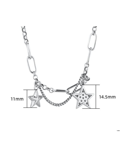 XBOX 925 Sterling Silver Geometric Vintage  Vintage Five-Pointed Star Patchwork Necklace 3
