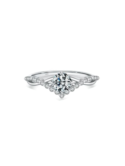 silver 925 Sterling Silver Moissanite Crown Dainty Band Ring