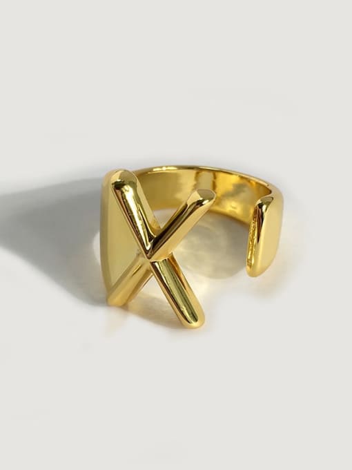 X Letters Copper Letter Minimalist  Free Size Band Ring