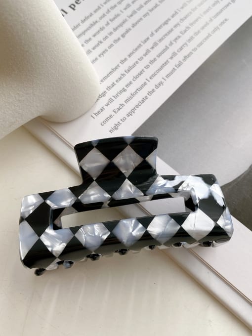 Black and white lattice 7.8cm Cellulose Acetate Trend Geometric Alloy Jaw Hair Claw