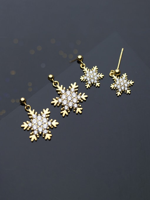 Rosh 925 Sterling Silver Cubic Zirconia Snowflakes Minimalist Christmas Drop Earring 0
