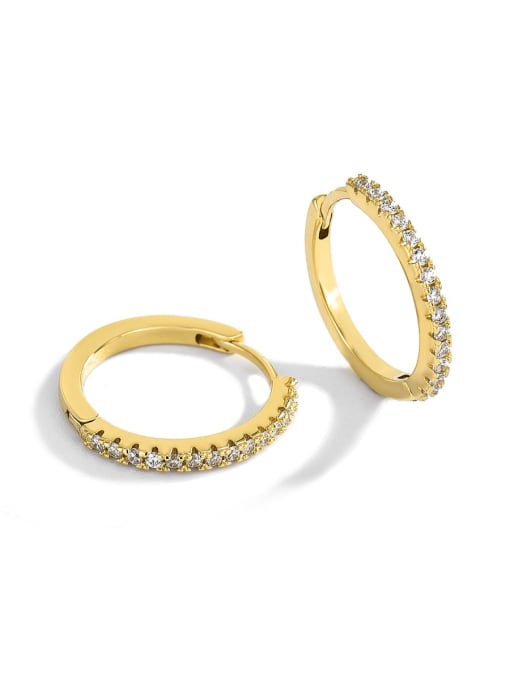 Gold Diamond Earrings Brass Cubic Zirconia Geometric Minimalist Huggie Earring