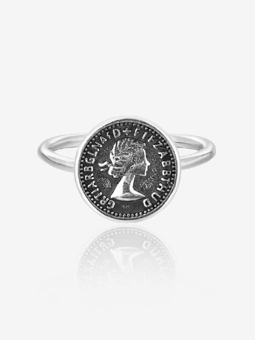 XBOX 925 Sterling Silver Round Portrait  Vintage Band Ring 2