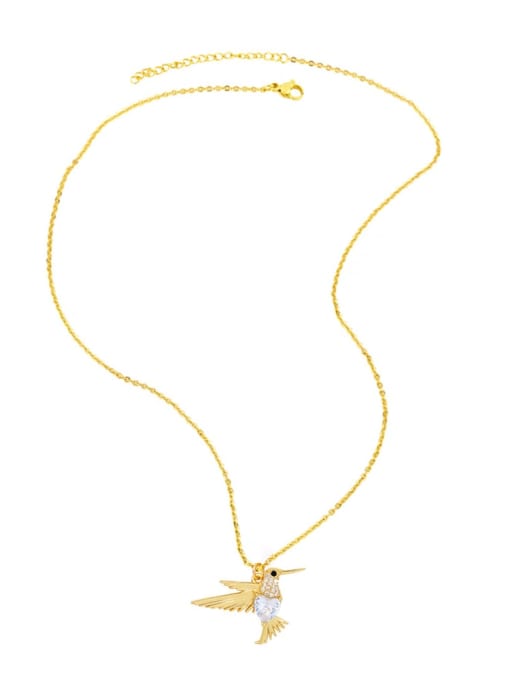 CC Brass Cubic Zirconia  Bird Pendant Necklace 4