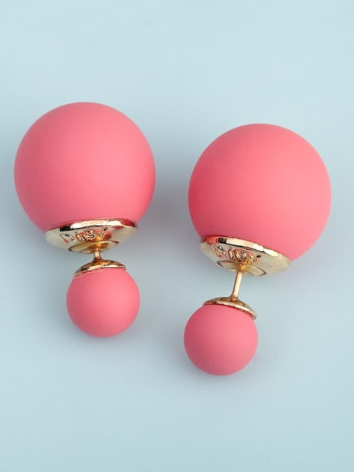 BLING SU Copper Imitation Pearl Enamel  Round Ball Minimalist Stud Earring 4