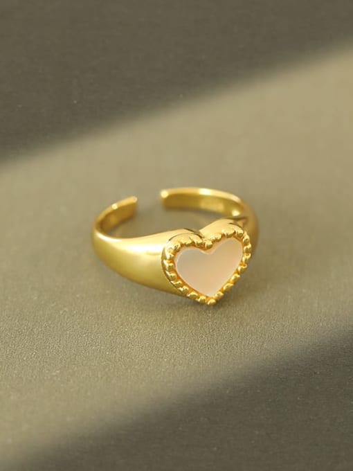 DAKA 925 Sterling Silver Shell Heart Minimalist Band Ring