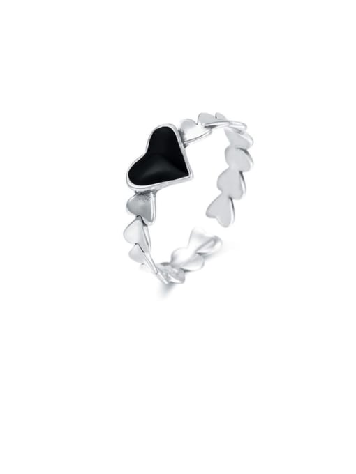 Boomer Cat 925 Sterling Silver Acrylic Heart Minimalist Band Ring