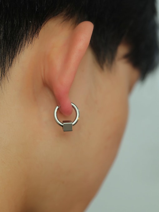 Open Sky Titanium smooth Geometric Minimalist Huggie Earring 1