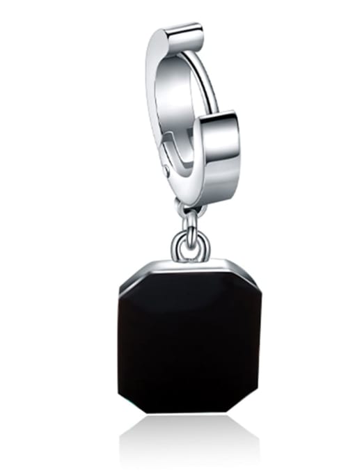black(Single-Only One) Titanium Steel Acrylic Square Minimalist Single Earring(Single-Only One)