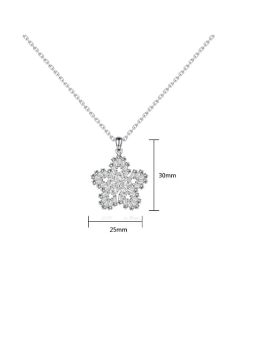 BLING SU Copper Cubic Zirconia Minimalist Pentagonal flower pendant Necklace 2