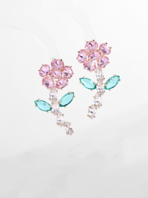Luxu Brass Cubic Zirconia Flower Luxury Stud Earring 4