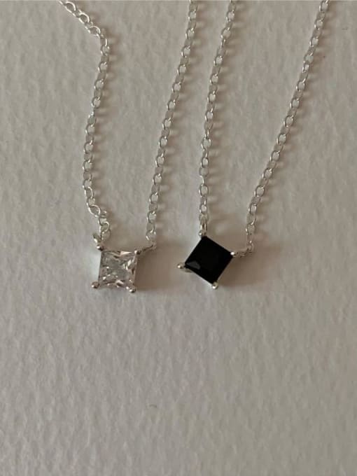 Square zirconium necklace B1197 925 Sterling Silver Cubic Zirconia Geometric Minimalist Necklace