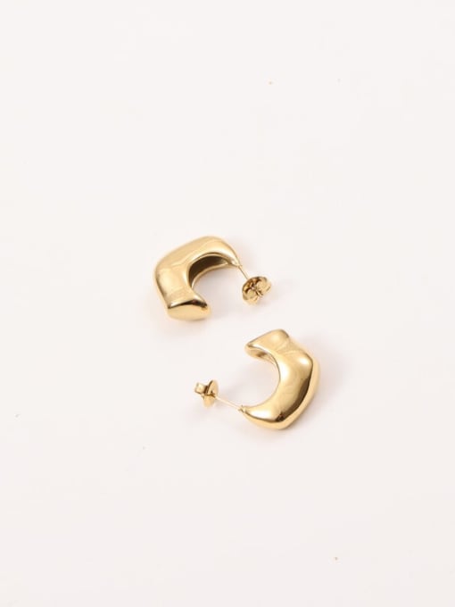 Golden 20*20mm Titanium Steel Geometric Minimalist Stud Earring