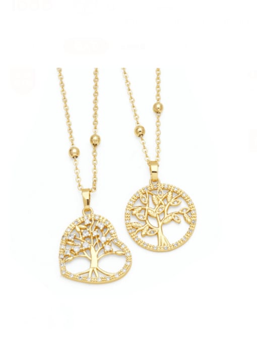 CC Brass Cubic Zirconia Tree Vintage Heart Pendant Necklace 0