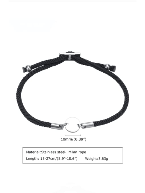 1 round card Stainless steel Artificial Leather Geometric Minimalist Adjustable Bracelet