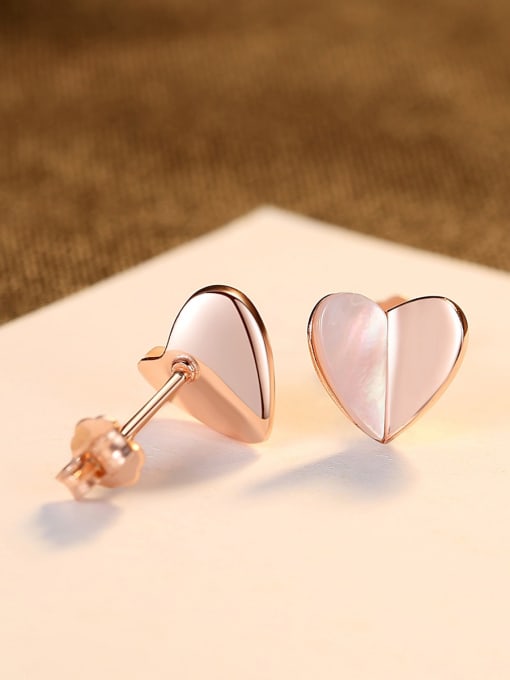CCUI 925 Sterling Silver Shell Heart Minimalist Stud Earring 2
