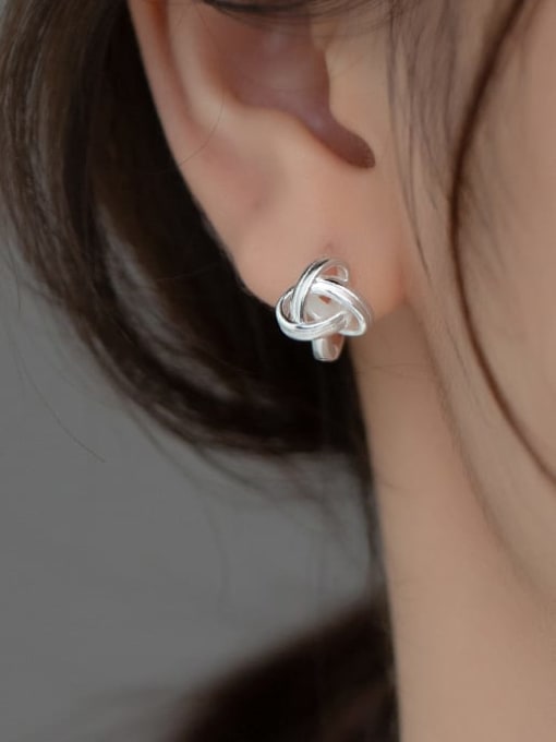 Rosh 925 Sterling Silver Geometric Knot Minimalist Stud Earring 1