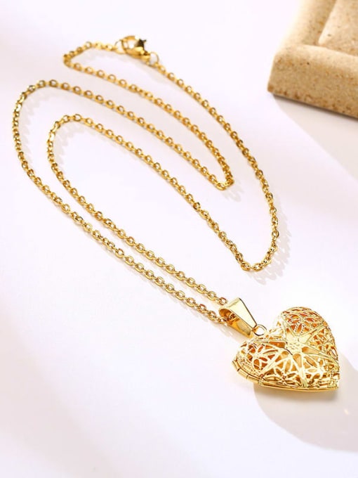 CONG Titanium Steel Hollow Heart Minimalist Necklace