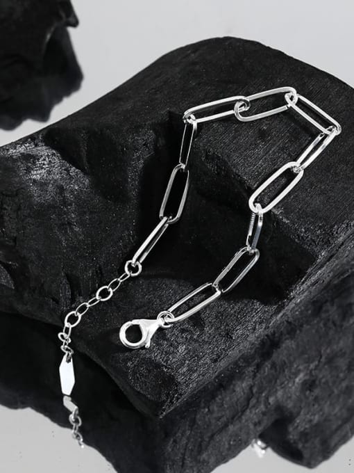 DAKA 925 Sterling Silver Hollow Geometric Chain Vintage Link Bracelet 1