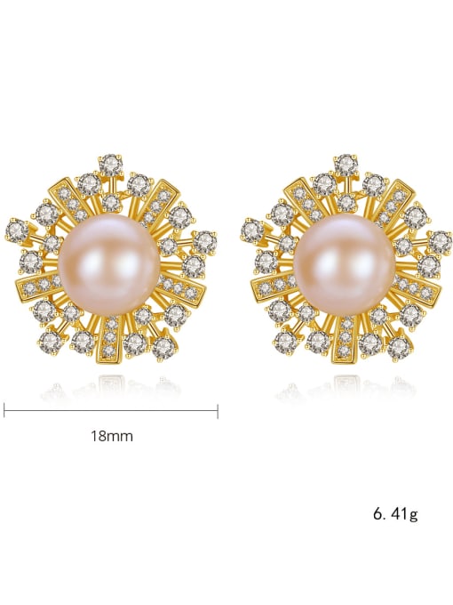 CCUI 925 Sterling Silver Cubic Zirconia Flower Statement Stud Earring 4