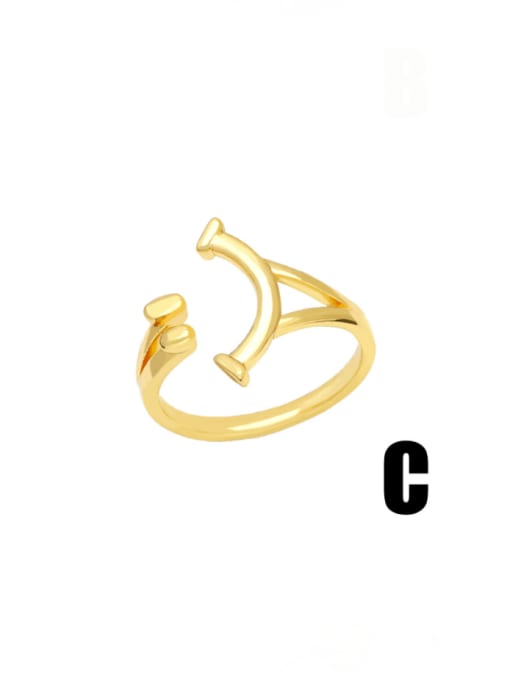 C Brass Cubic Zirconia Smiley Vintage Band Ring