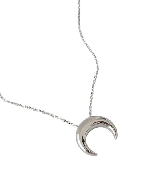 DAKA 925 Sterling Silver Smooth Moon Minimalist Pendant Necklace 4