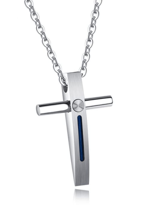 Open Sky Titanium Rhinestone Cross Minimalist Regligious Necklace 0