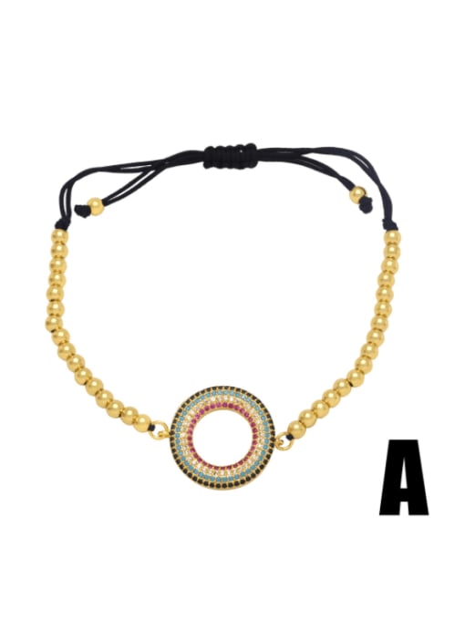 A (gold) Brass Cubic Zirconia Geometric Vintage Adjustable Bracelet