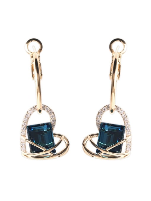 Luxu Brass Cubic Zirconia Heart Luxury Huggie Earring 0