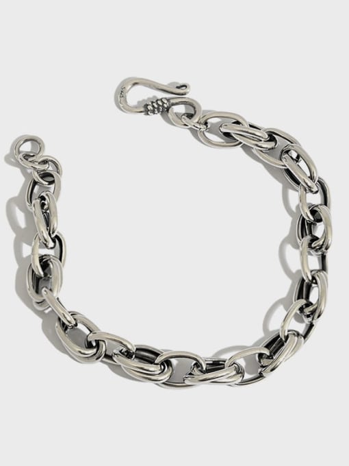 DAKA 925 Sterling Silver Hollow Geometric Chain Vintage Link Bracelet 0