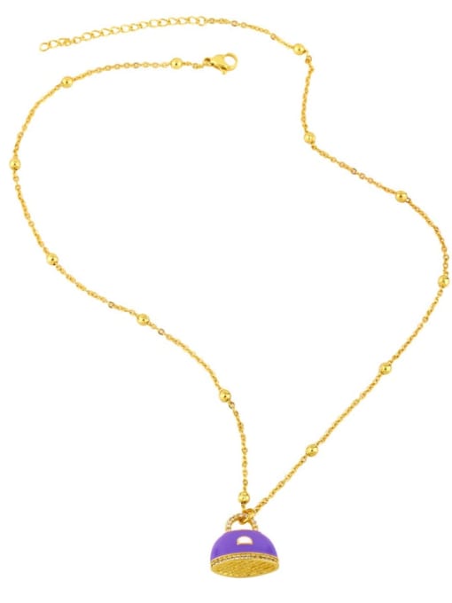 CC Brass Rhinestone Enamel Irregular Bag Vintage Necklace 3
