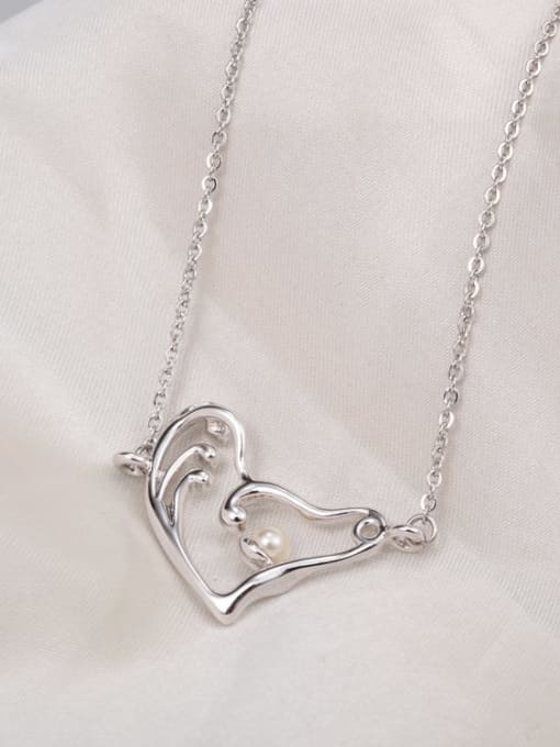 A TEEM Titanium Hollow heart Minimalist pendant Necklace 2