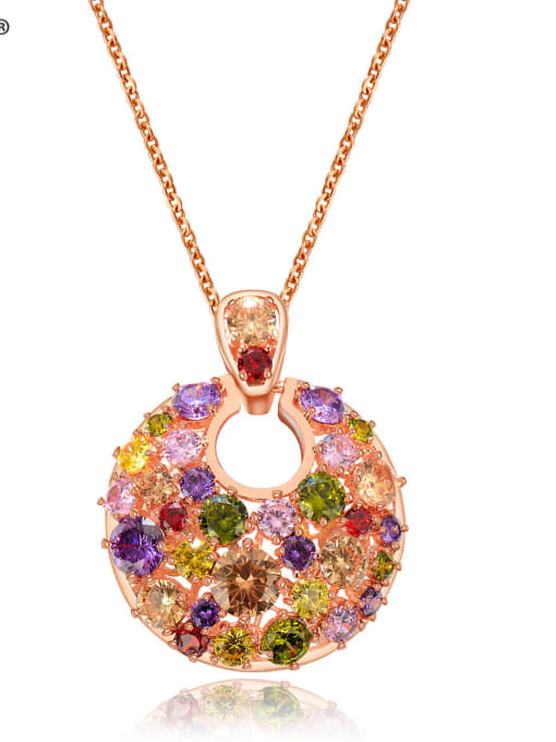 BLING SU Copper Cubic Zirconia Multi Color Round Luxury Necklace 0