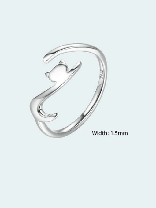 Jare 925 Sterling Silver Cat Cute Band Ring 2