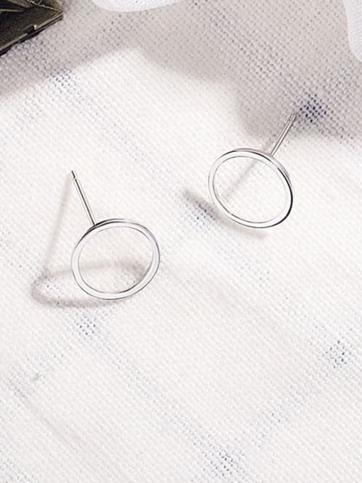 HAHN 925 Sterling Silver Minimalist Geometry Round Plain Silver Glossy  Stud Earring 3