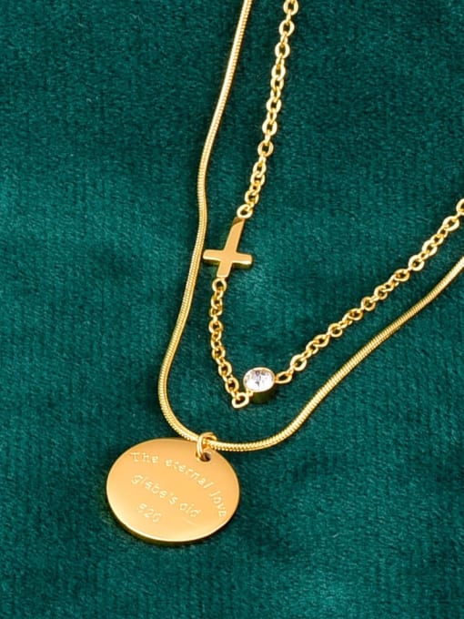A TEEM Titanium Cross Minimalist Multi Strand Necklace 2