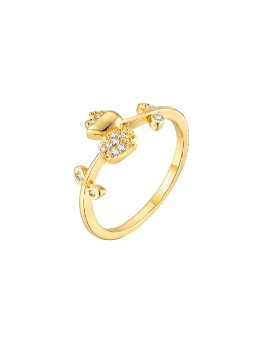 CONG Brass Cubic Zirconia Flower Trend Band Ring 1