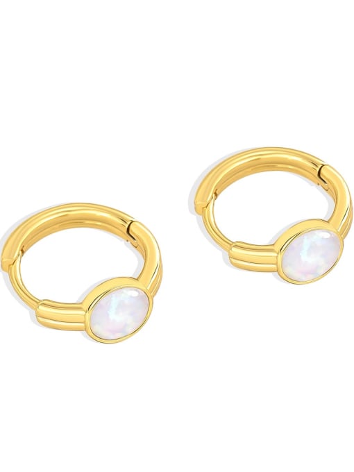 Gold imitation Aobao Earrings Brass Opal Geometric Minimalist Huggie Earring