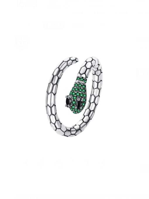 KDP1287 Green 925 Sterling Silver Cubic Zirconia Snake Vintage Stackable Ring