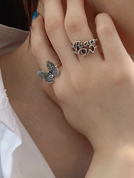 XBOX 925 Sterling Silver Butterfly Vintage Band Ring 3