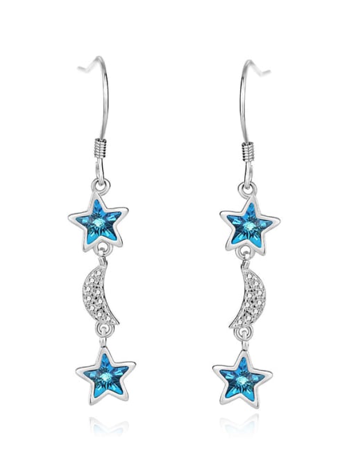 JYEH 007 (Gradient Blue) 925 Sterling Silver Austrian Crystal Pentagram Classic Hook Earring