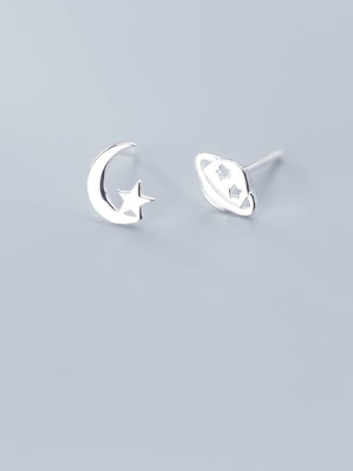 Rosh 925 Sterling Silver Asymmetry  Star Minimalist Stud Earring 1