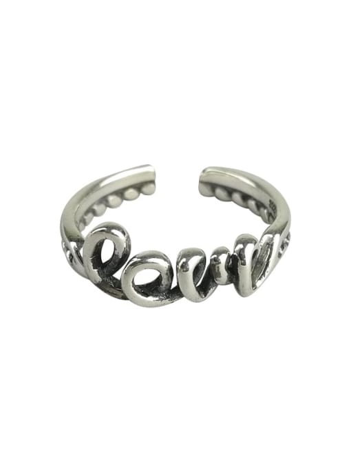 HAHN 925 Sterling Silver Hollow Letter Love Vintage Midi Ring 0