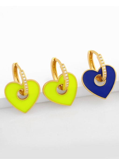 CC Brass Enamel Heart Minimalist Drop Earring 1