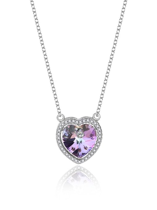 JYXZ 004 (gradual purple) 925 Sterling Silver Austrian Crystal Heart Classic Necklace